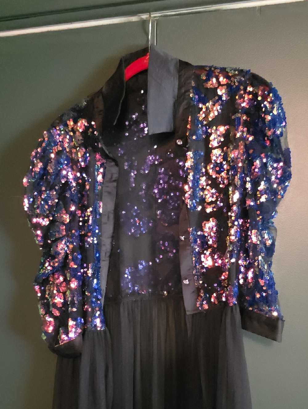 Black Sequin Evening Jacket - Women's Sparkle Coat